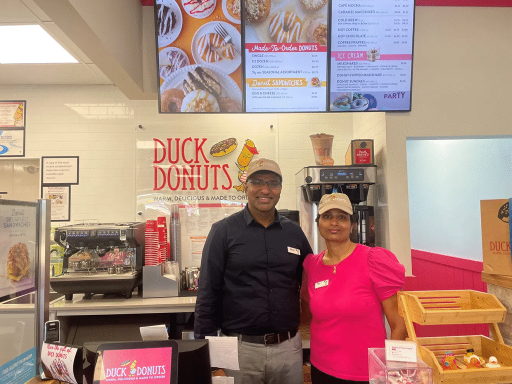 Rakesh Parsuri Gopal, his wife Pavithra Parsuri - Duck Donuts Franchise Owners